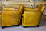 Pair of vintage French leather club chairs