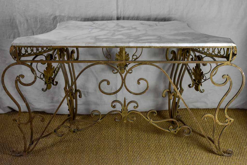 Mid Century French marble and iron console table