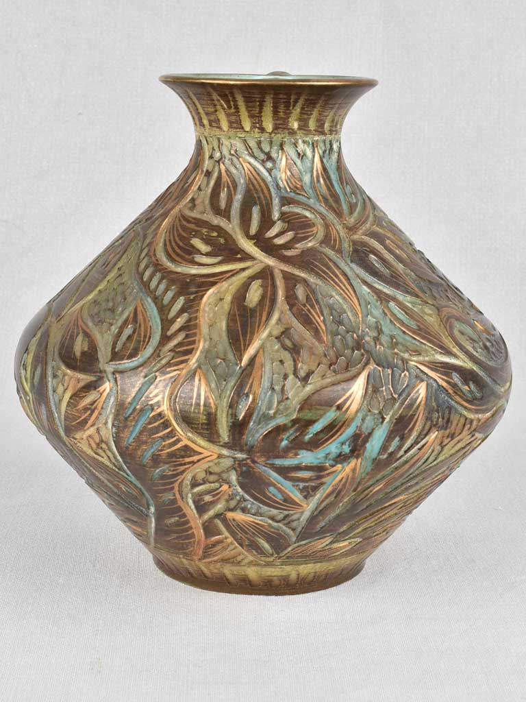 1950s stylized ceramic foliage design jug