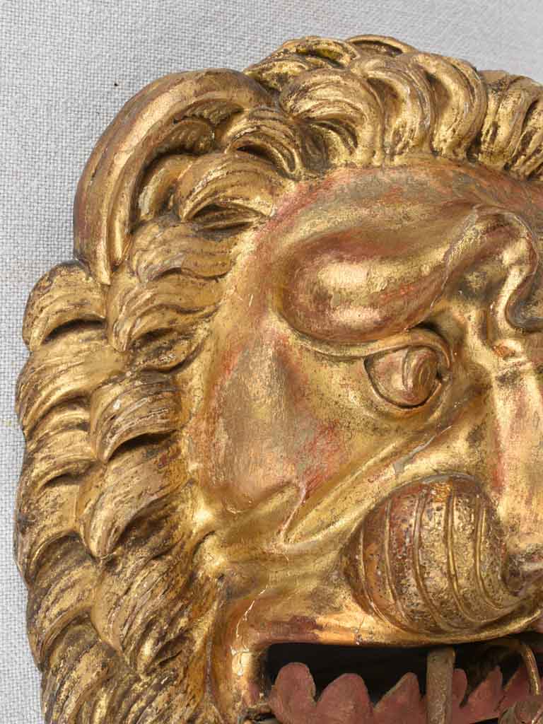 Pair of gilded 18th century Italian appliques - lions 10¼"
