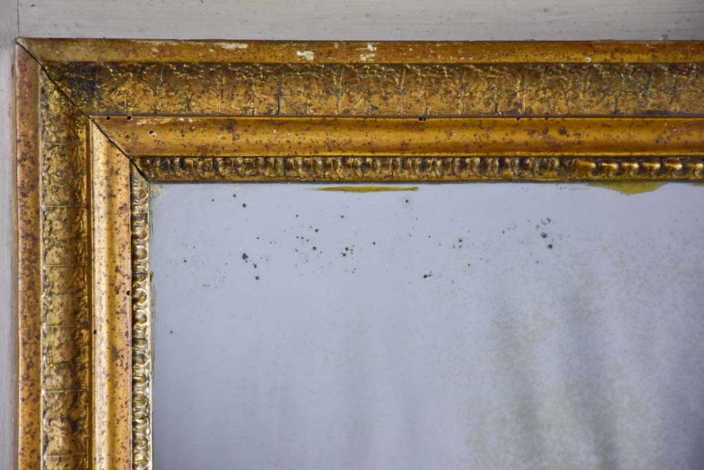 Large antique French trumeau mirror - sage 27½" x 69¼"