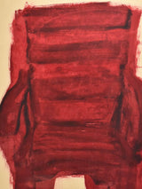 Oil on paper monotype - red chair - Caroline Beauzon 20½" x 26½"