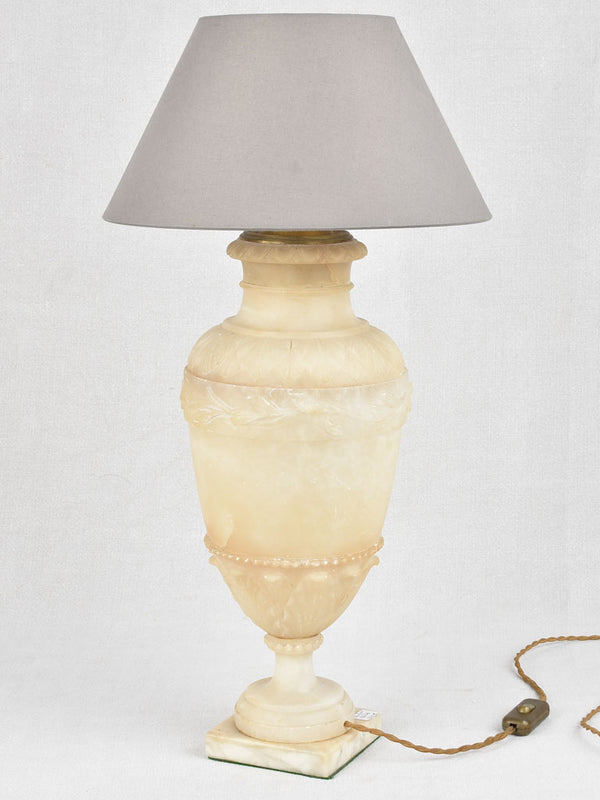 Antique carved European alabaster table lamp