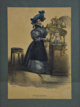 Pair of Napoleon III printed caricatures - Coiffeur de la haute societe & Modiste 11¾" x 14½"