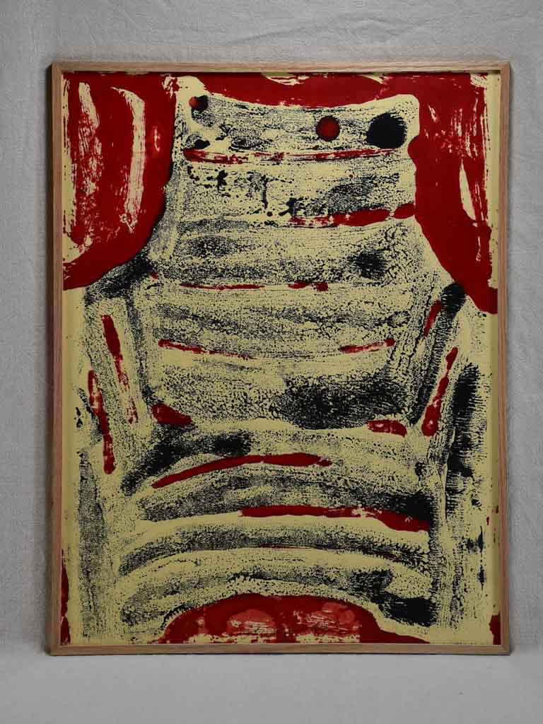 Black chair with red background - oil on paper - Caroline Beauzon 20½" x 26½"