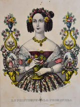 Elegant antique hand-painted lithographs