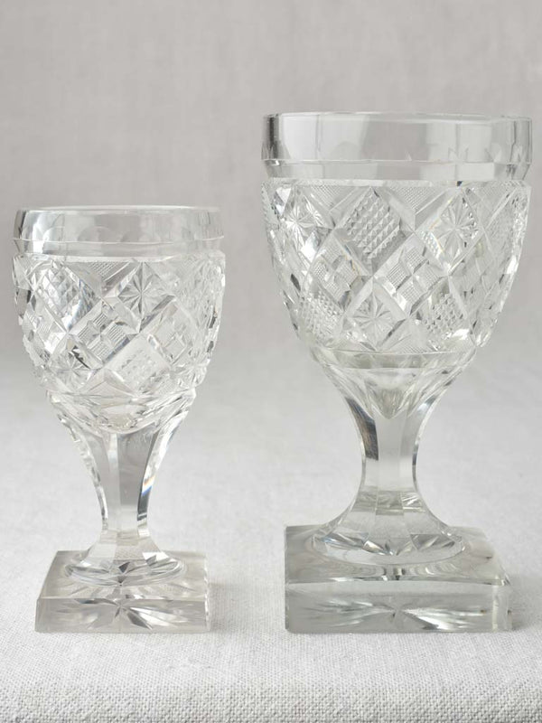 Historic French Diamond Cut Wine Glasses