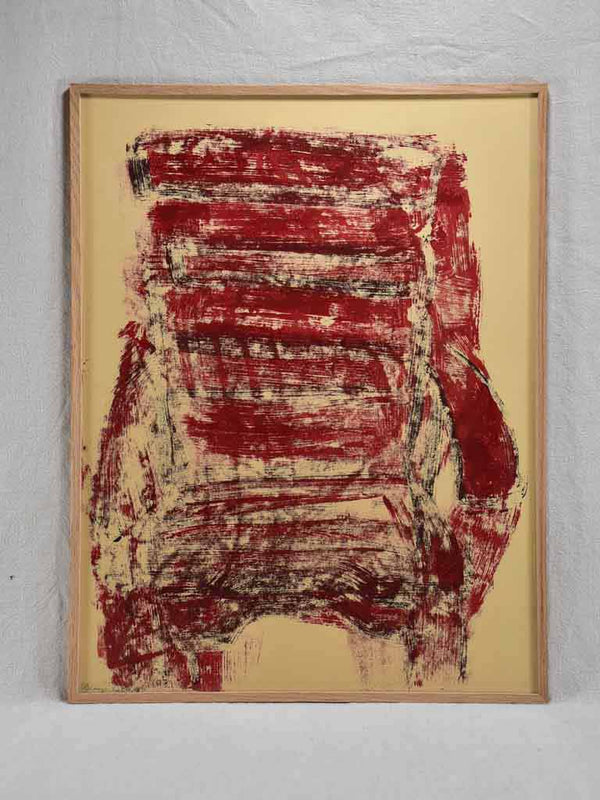 1/2 Monotype oil on paper- red chair by Caroline Beauzon 20½"x 26½"
