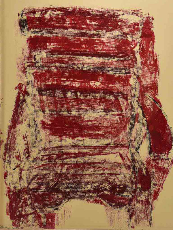 1/2 Monotype oil on paper- red chair by Caroline Beauzon 20½"x 26½"