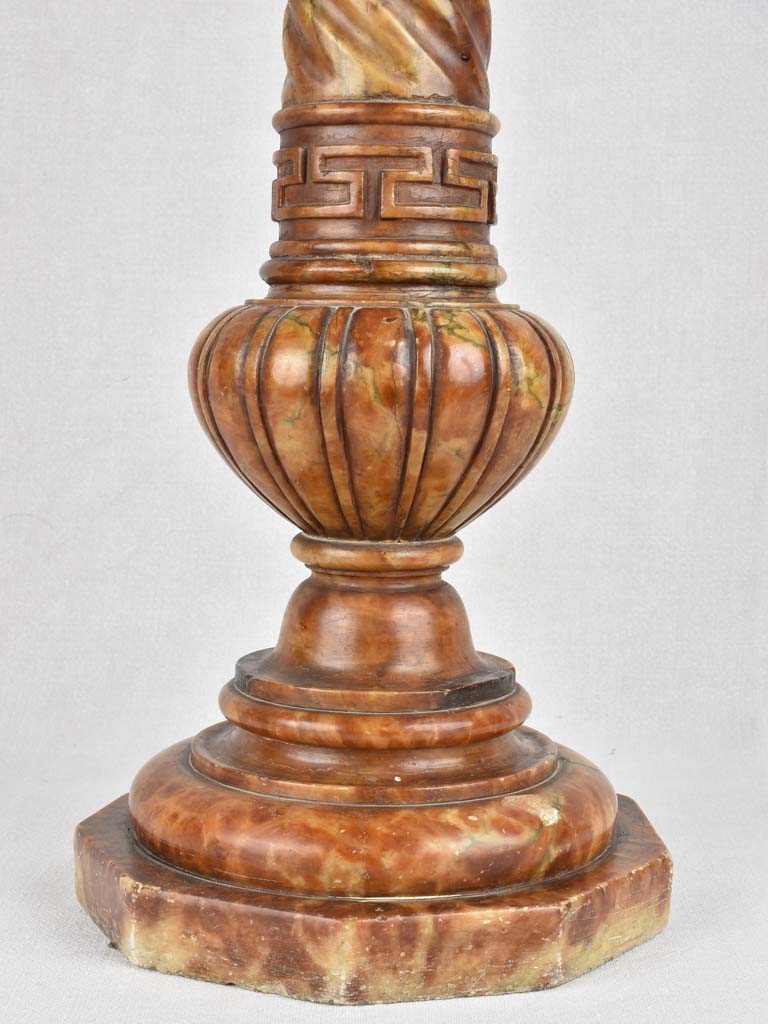 Unique white alabaster colonial pedestal