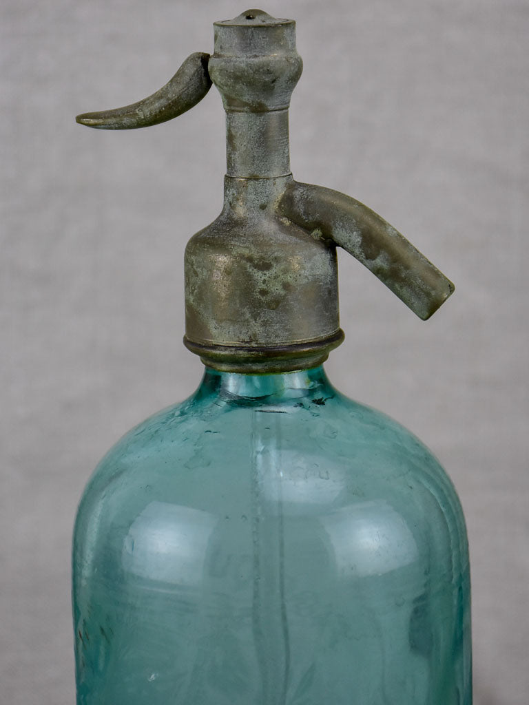 Antique French turquoise seltzer bottle - Testoud Grenoble