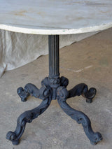 Round French garden table - black base, marble top