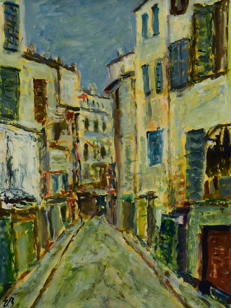 Vintage Oil on Canvas Streetscape
