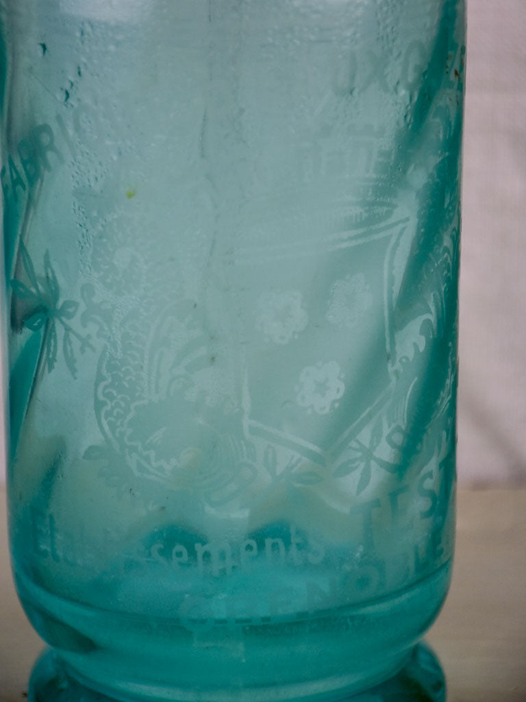 Antique French turquoise seltzer bottle - Testoud Grenoble