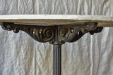 Round French garden table - black base, marble top