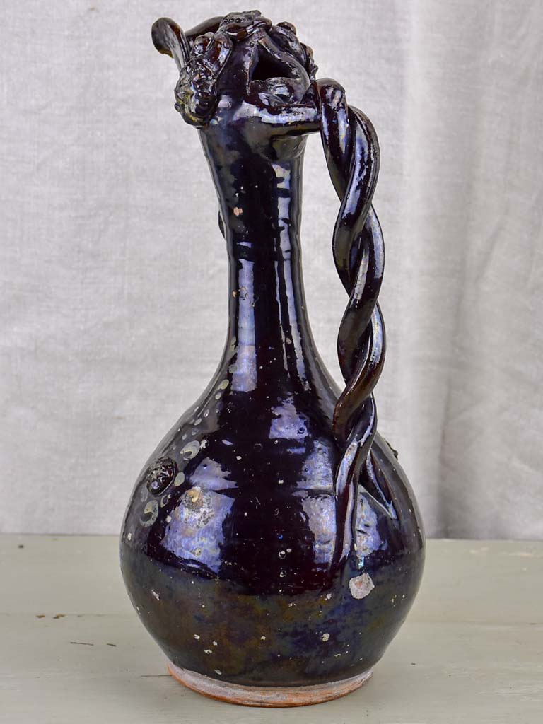 18th Century demoiselle d'Avignon glazed wine pitcher