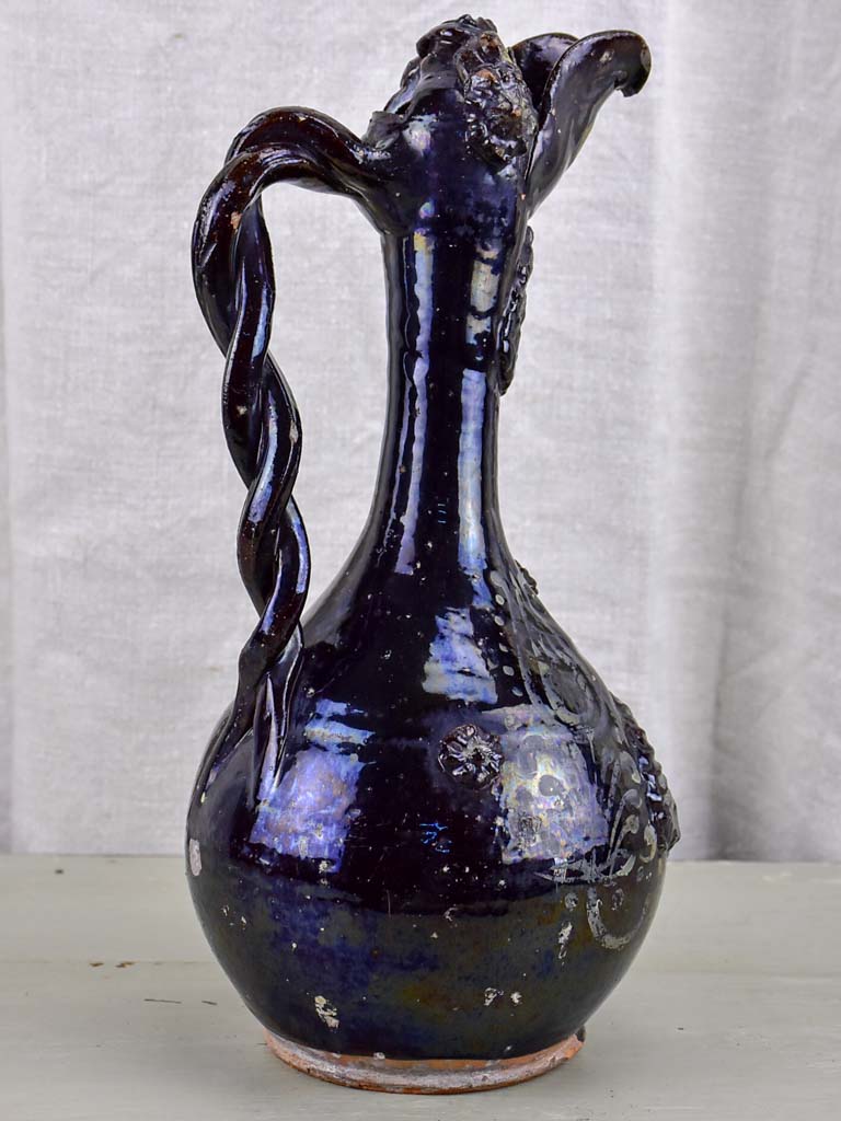 18th Century demoiselle d'Avignon glazed wine pitcher