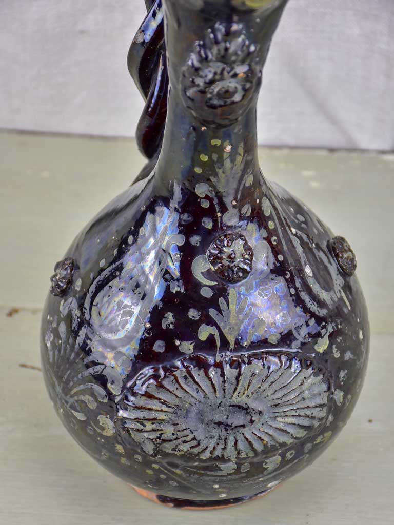 18th Century demoiselle d'Avignon glazed wine pitcher