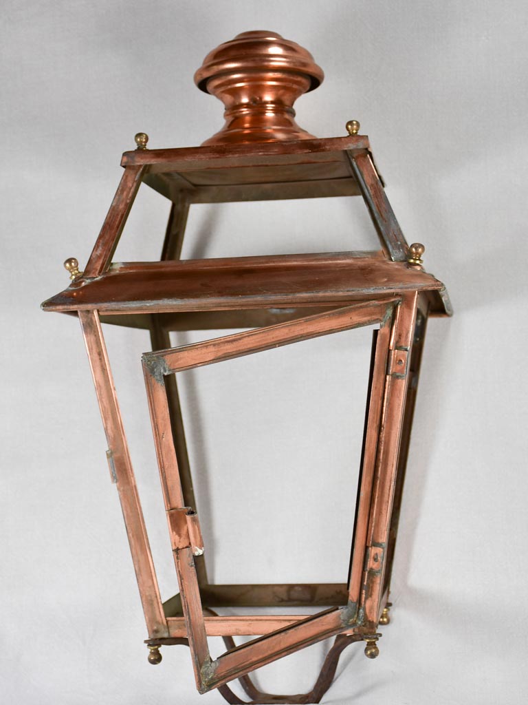 Large pair of antique French copper lanterns 28"