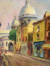 Vintage Oil Canvas Montmartre Streetscape