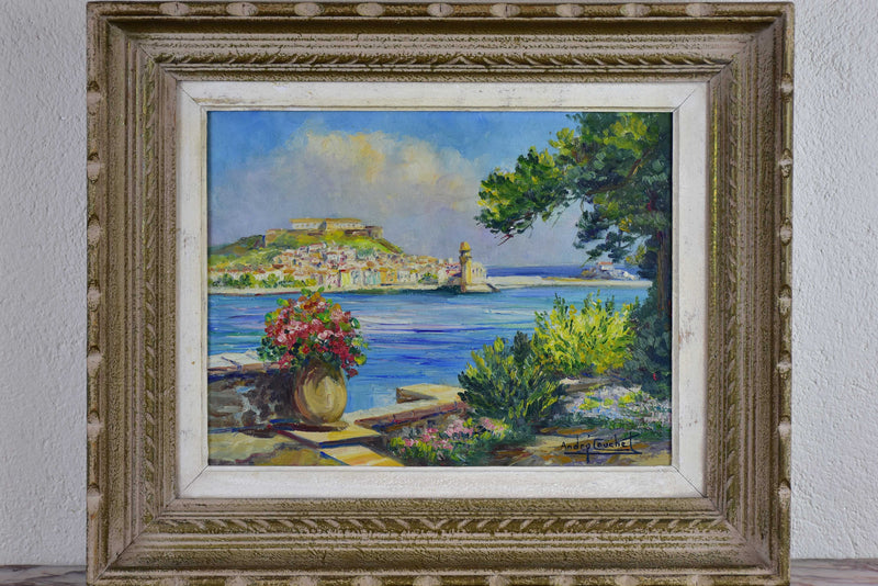 Late 19th century French painting of the Mediterranean coast - André Couchet 19 ¼'' x 16 ¼''