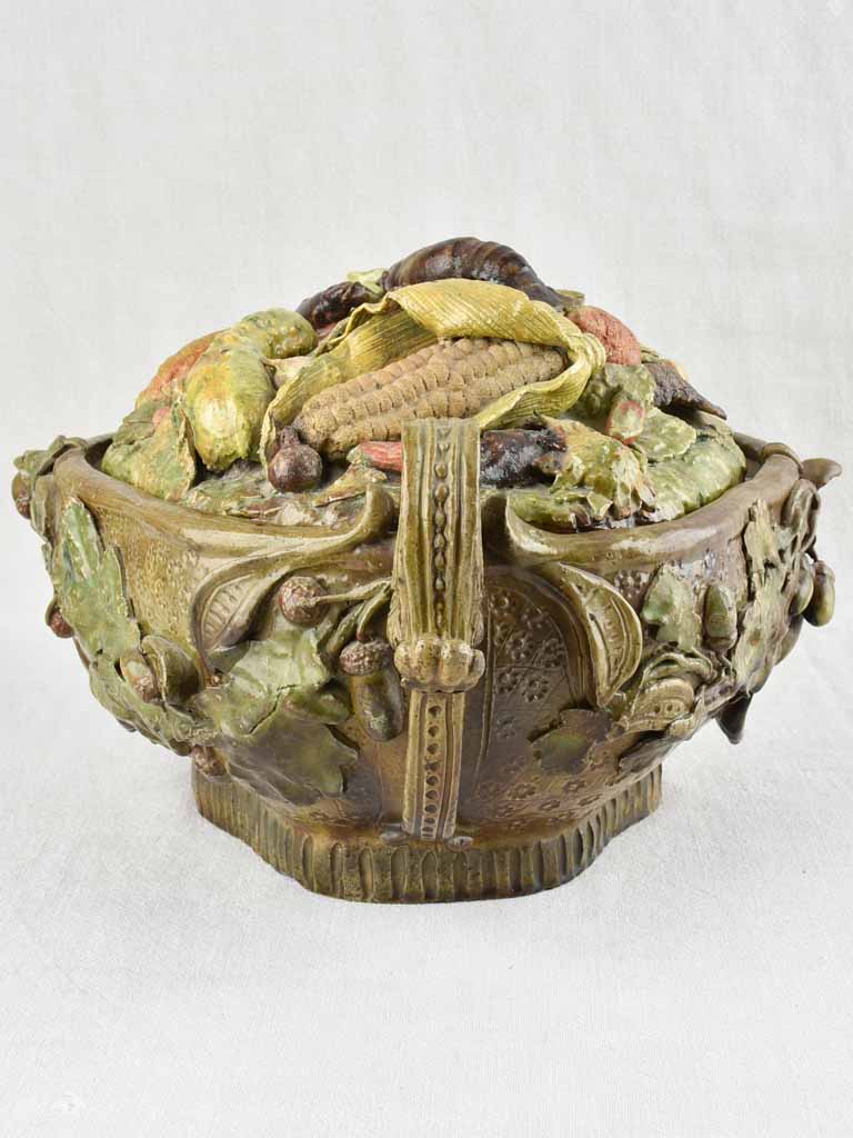 Exceptional sculptural barbotine tureen - still life