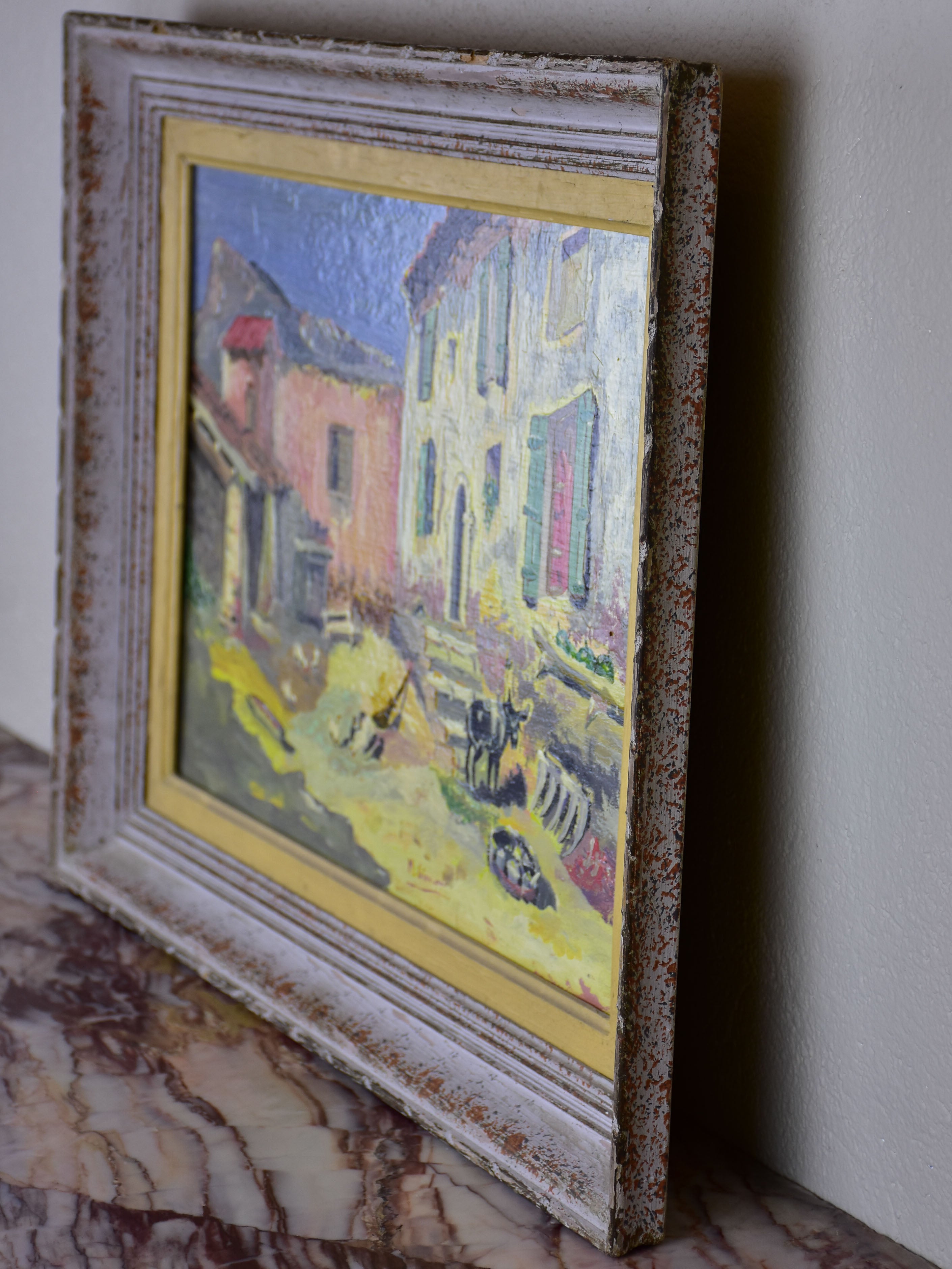 Antique oil on wood painting by M. Giovanni