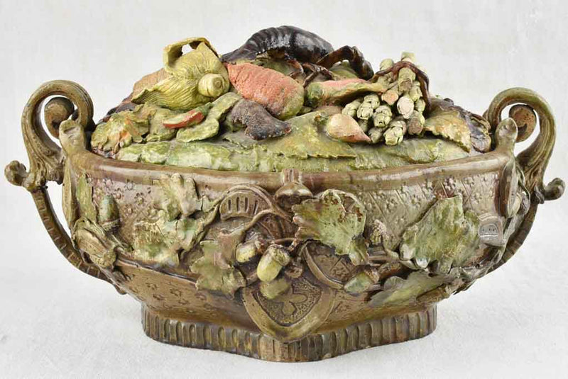 Exceptional sculptural barbotine tureen - still life