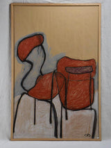 Two red chairs - pastel on craft paper - Caroline Beauzon 27¼" x 40¼"