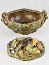 Exceptional sculptural barbotine tureen - still life