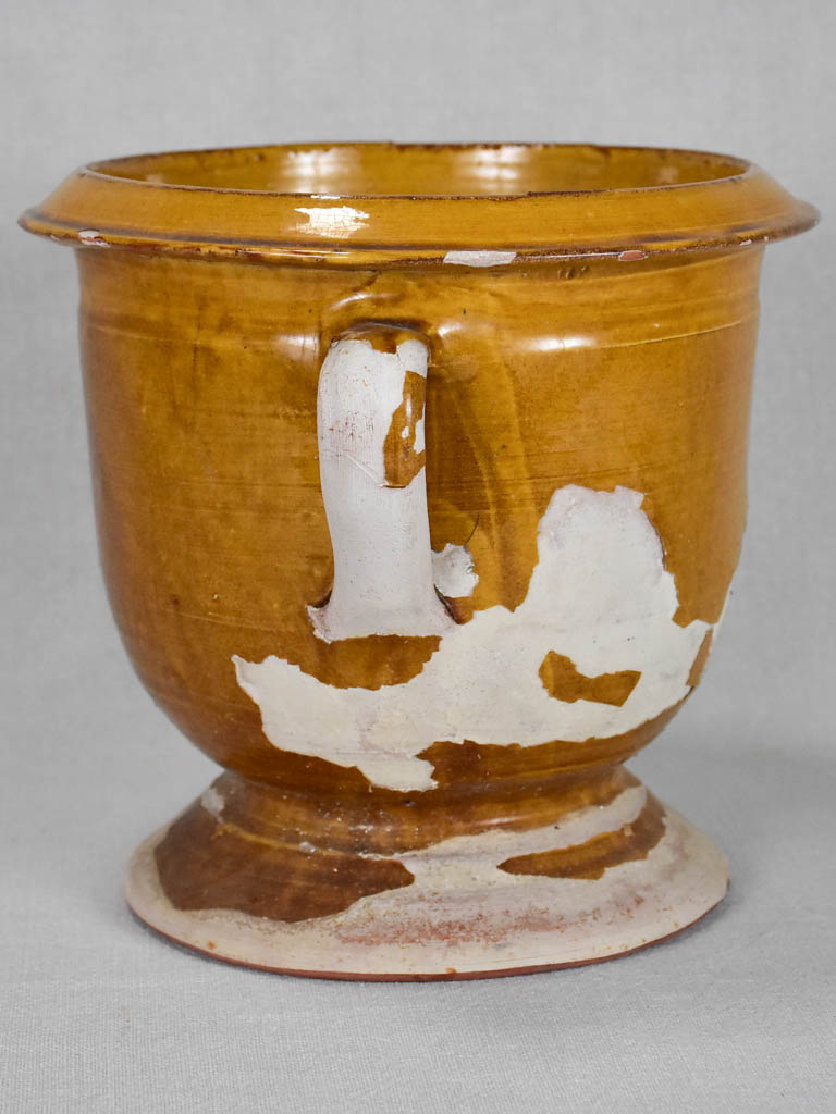 1960s Castelnaudary flower pot with yellow ocher glaze 8¾"