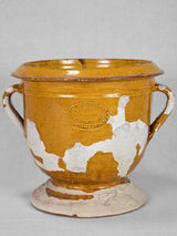 1960s Castelnaudary flower pot with yellow ocher glaze 8¾"