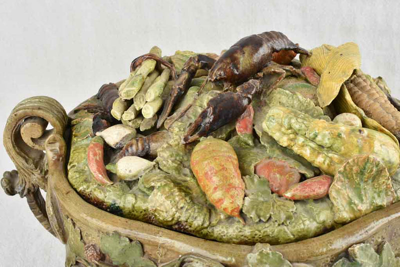 Exceptional sculptural barbotine tureen - still life
