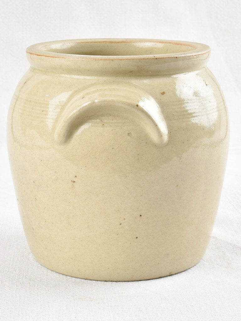 Small antique French crock pot with ear handles