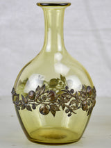 Napoleon III bedside water carafe and glass - smokey amber crystal with copper decoration