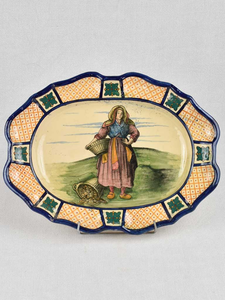 Early 20th century hand painted plate 15¼"