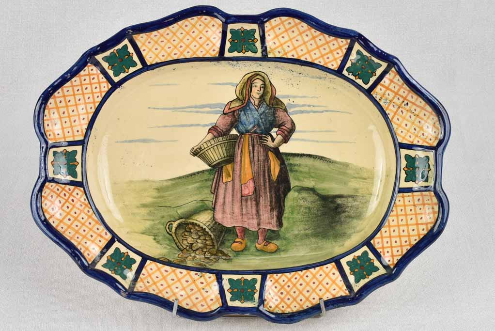 Early 20th century hand painted plate 15¼"