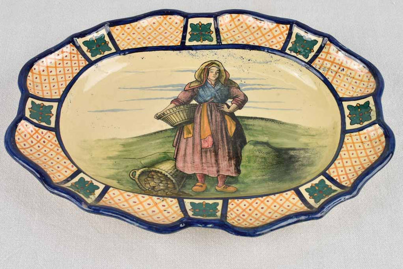 Early 20th century hand painted plate 15¼"