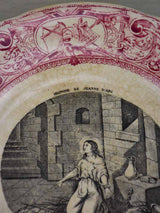 Four Antique Gien parlante plates - Jeanne d'Arc