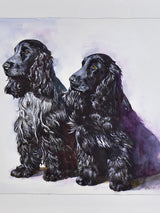 Water color painting of two black Cocker Spaniels 22 ½'' x 17 ¼''