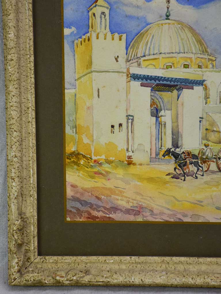 Early 20th Century watercolor - Mosque, mule and chariot 18 x 14¼""