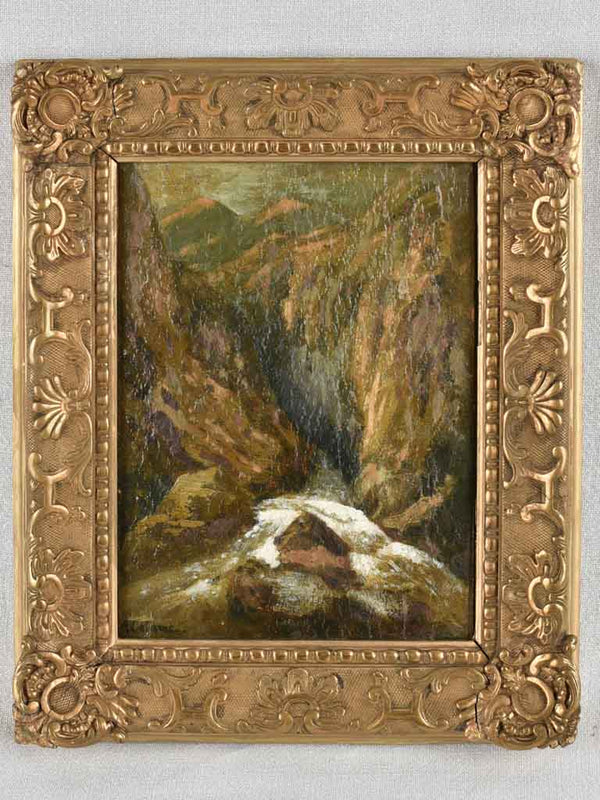 Antique Swiss landscape oil painting
