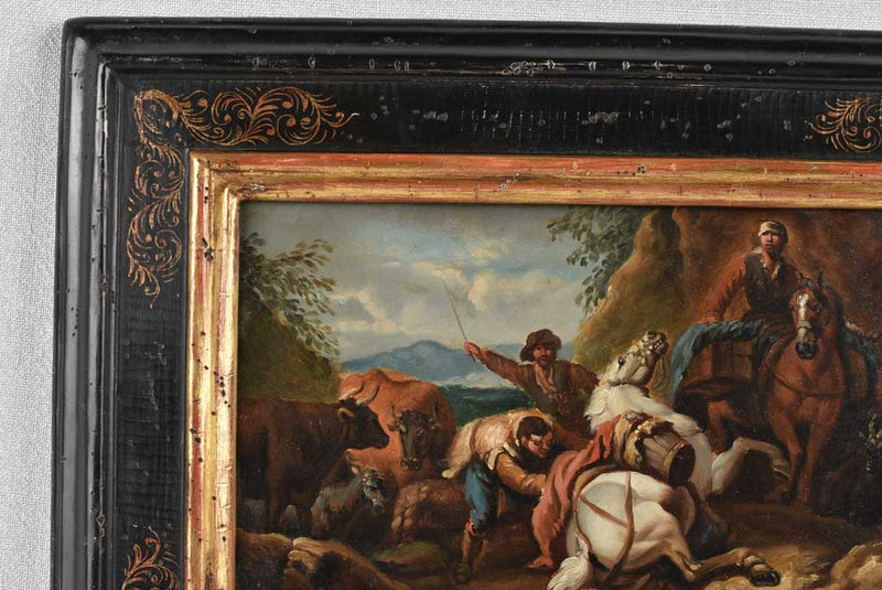 Antique, 18th-century, battle scene painting