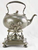 Late 19th century pewter samovar tea pot on a stand