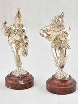 Antique Silver-Plated Bronze Commedia Figures