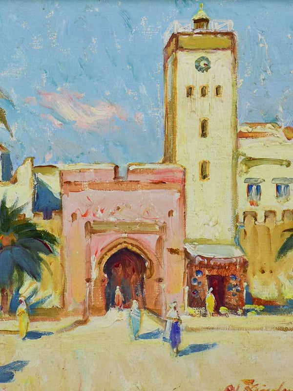 Colourful Moroccan oil on canvas streetscape