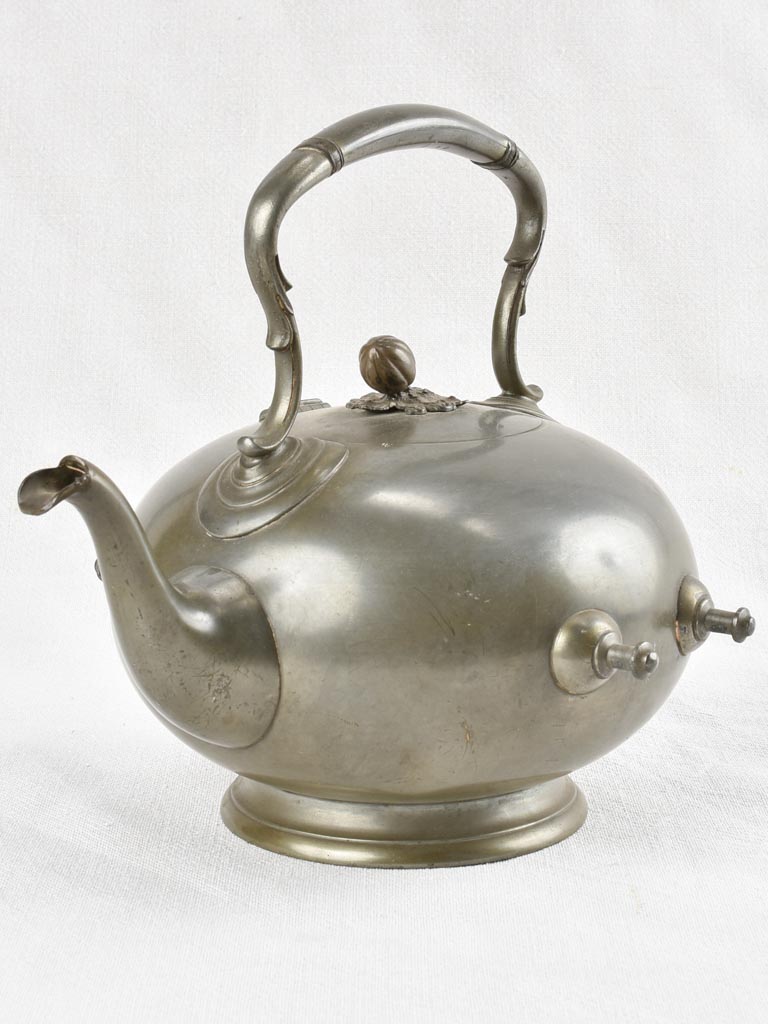 Late 19th century pewter samovar tea pot on a stand