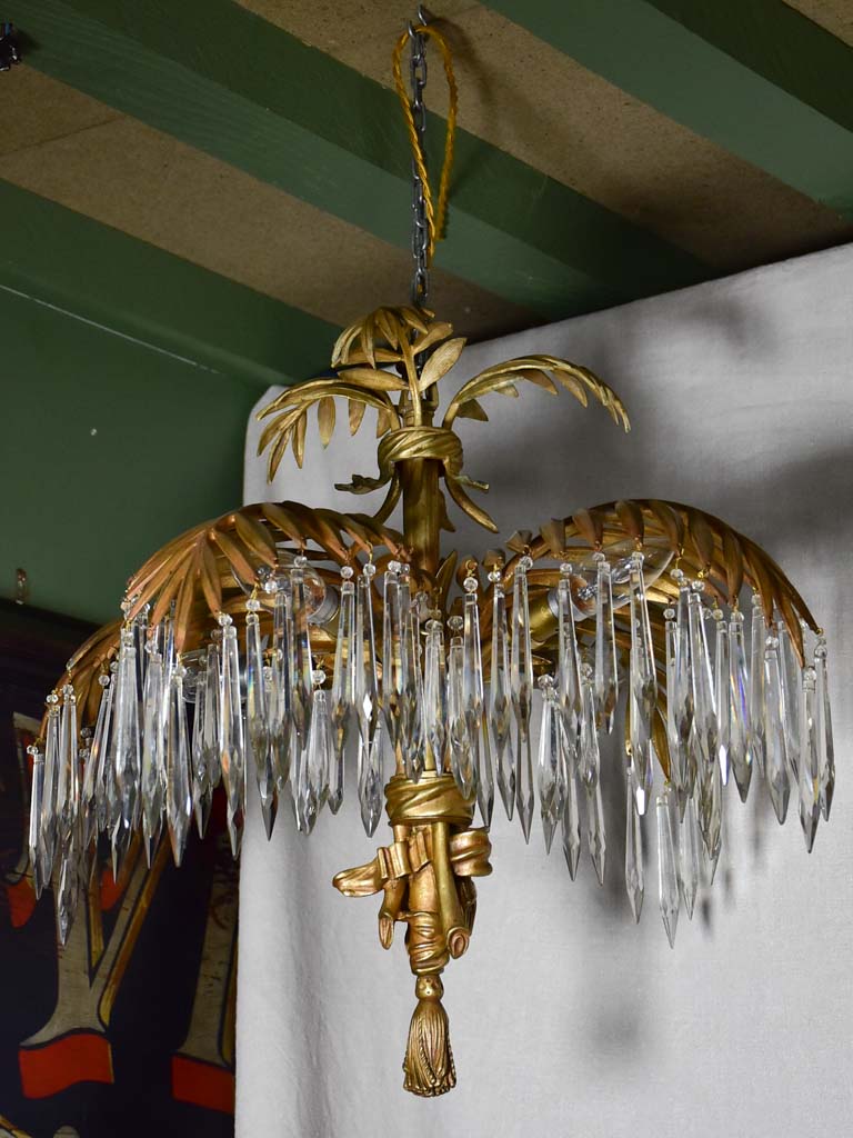 RESERVED S&G Antique palm frond chandelier - style of Joseph Hoffman 17"
