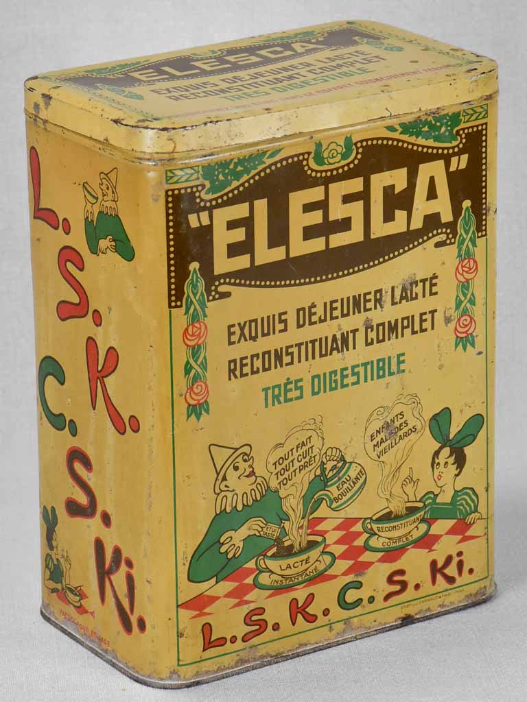 Antique, Branded, French, Elesca Dairy Tin