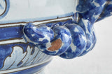 Large Antique Handled Blue White Cachepot